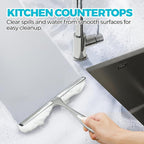 2PACK All-Purpose Shower Squeegee for Shower Doors, Tile Shower Walls, Bathroom, Window, Glass and Car Windshield, Mirrors and Kitchen-Stainless Steel, 9.8-Inch, Silver