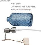 16 Oz Soap Dispenser with 304 Rustproof Stainless Steel Pump, Kitchen, Bathroom Soap Dispenser， Refillable Liquid Glass Soap Dispenser for Hand Soap, Soap, Lotion. (Blue-2pack)
