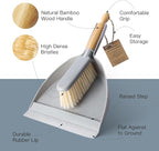 Small Dustpan and Brush Set - Mini Broom with Dustpan Set, Handheld Broom and Dust Pan Combo Set for Home, Pet Care, Car, 14 x 8.7 inch, Grey