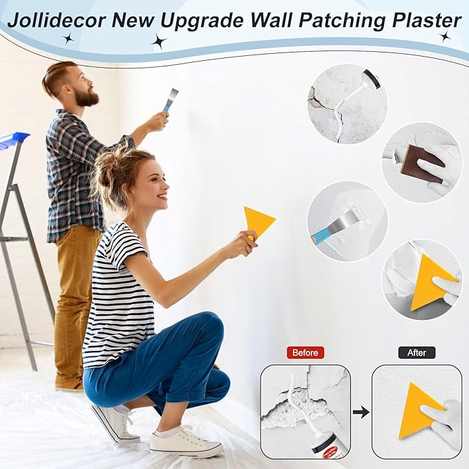 2 Pack Drywall Repair Kit, 240g Quick Drying Spackle Wall Repair with Scraper Wall Patch Repair to Fix Wall Surface Holes and Creak Damage Wall Mending Agent for Home Wall Plaster Wall Repair