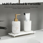 Water Absorbing Stone Sink Caddy, Diatomite Kitchen Sink Organizer, Bathroom Counter Tray, Faucet Drying Mat Coaster Soap Dish Rack Riser Dispenser Sponge Holder, Silver, White 10" x 4"