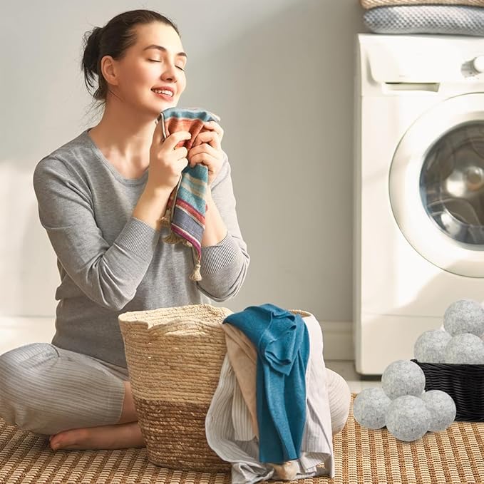 Wool Dryer Balls 6 Pack Reusable Laundry Drying Ball New Zealand Natural Fabric Softener Reduce Clothing Static and Wrinkles