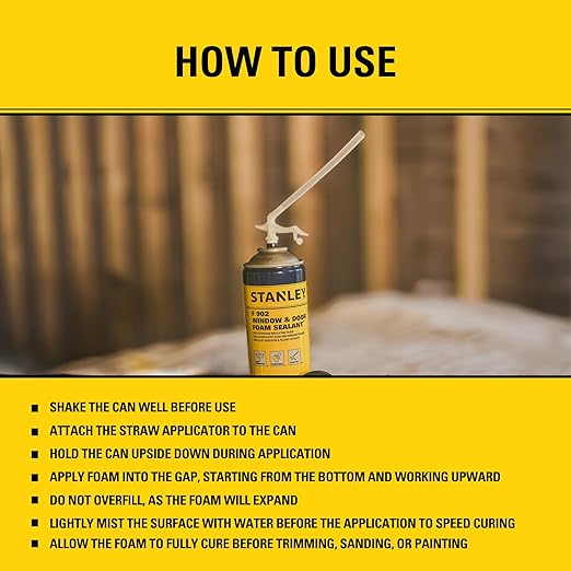 Stanley F993 Expanding Foam Sealant Spray – (2x12oz) Gaps & Cracks Filler, PestBlocker for Indoor/Outdoor Use – Paintable, Waterproof, Polyurethane Insulation Foam with Straw Applicator | 2 Pack