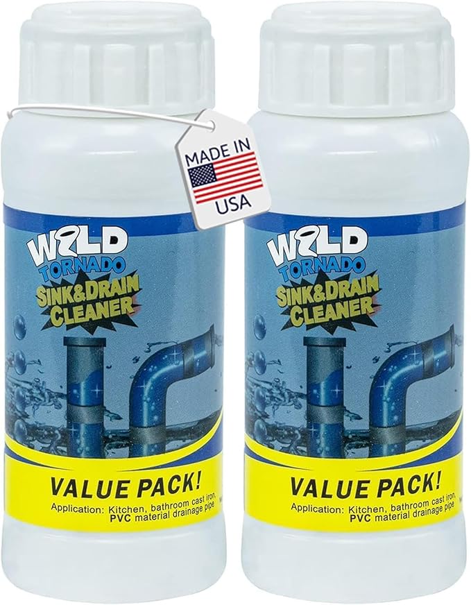 Powerful Fast-Acting Drain Cleaner Powder – Sink and Drain Clog Remover for Kitchen & Toilet Pipes – Deep Cleaning Formula, Fast Foaming, Heavy-Duty Clog Remover（2pcs）