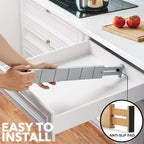 SpaceAid Bamboo Drawer Dividers with Inserts and Labels, Kitchen Adjustable Drawer Organizers, Expandable Organization for Home, Office, Dressers, 7 Dividers with 15 Inserts (17"-22" Gray)