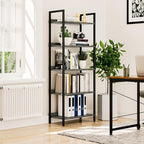 NUMENN Bookshelf, 5 Tier Bookshelves, Home Office Bookcase Shelf Storage Organizer, Free Standing Storage Shelving Unit for Bedroom, Living Room and Home Office, Dark Grey