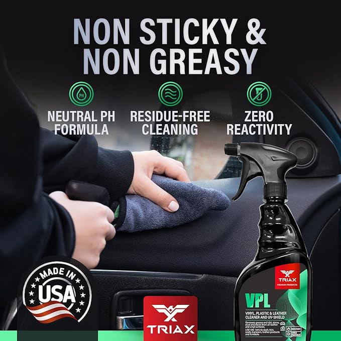 Triax Vinyl, Plastic & Leather VPL Premium Cleaner with UV Shield, Leather Scent (23 Ounce)