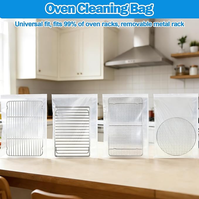 XANGNIER 3 Pack No Scrub Oven Rack Cleaning Bags 27.5*19.6 in,No Cleaner Included,Simple to Use,No Messy Hands Reusable Leakproof Soaking Cleaner Bags for Removable Metal Rack,BBQ Grills,Grill Grate