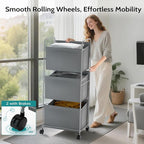 125L Vertical Laundry Hamper with Wheels, 3 Section Large Rolling Laundry Sorter with Detachable Inners, Metal Clothes Hamper Laundry Baskets Organizer for Bathroom, Bedroom, Dorm (Gray)