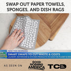 Nordhus Design Large Swedish Dishcloths, 5 Grey Cloths, Made in Sweden - 9.5 x 8 inch Reusable, Washable Cellulose Cotton Kitchen Cloths - Replace Paper Towels, Wipes, Sponges, Dish Rags