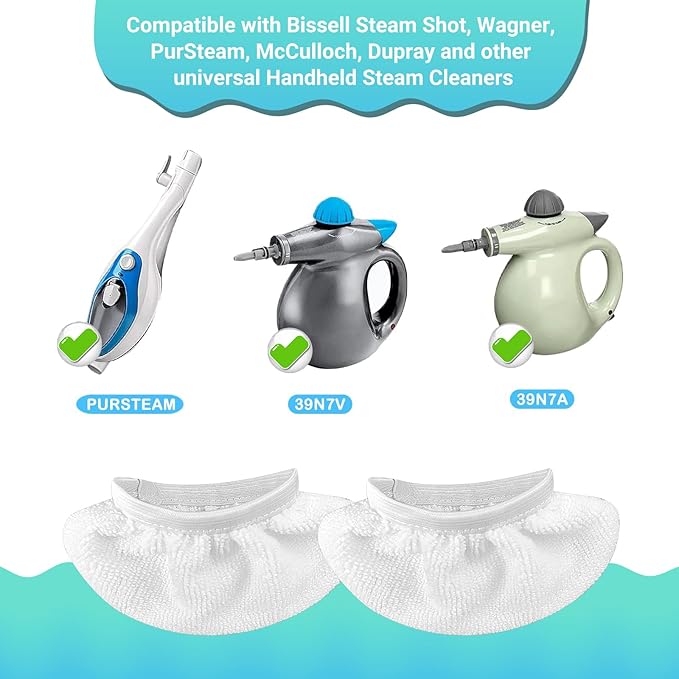 8 Pack Steam Mop Pads for Handheld Steam Cleaner, Compatible with Bissell Steam Shot, Wagner, PurSteam, McCulloch, Dupray, Comforday Steam Cleaner, Universal Washable Steam Cleaner Accessories