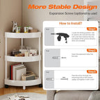 Rolling Cart with Wheels 3 Tier Bathroom Organizer Mobile Shelving Unit Utility Cart Tower Rack Multifunction Utility Storage carts, Kitchen Storage Organizer for Kitchen Laundry Narrow Places, White
