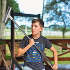 Floor Scrub Brush and Grout Brush Set with Long Handle, Heavy Duty Grout Cleaner Brush with Stiff Bristle for Tile, Corner, Carpet, Garage, Deck, Shower Floor (2 Pack Brush Head)