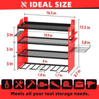 Power Tool Organizer Wall Mount with 4-Drill Holders-400Lbs Load Heavy Duty Metal 4-Layers Garage Storage & Organization Battery Tools Rack with Side Panels Utility Racks Workshop Gifts for Men