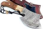 Damascus Steel Blade Axe Hatchet Tomahawk Hunting Knife Camping Hiking SM44