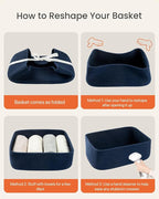 Small Woven Basket, 13.5 x 9.5 x 5 Inches, Storage Basket for Organizing, Cute Small Rope Shelf Closet Cube Storage Bins Baskets for Shelves, Dog Toy Gift Baskets Empty, 3 Packs, Navy Blue