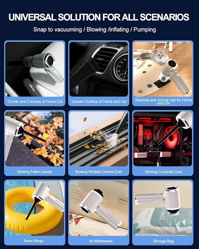 Handheld Car Vacuum Cleaner High Power,4-in-1 Small Portable Mini Cordless Brushless Motor Cleaner with 22000pa Suction Power & Air Duster,Type-C Charge,Cleaner for Home,Car(Mysterious Silver)