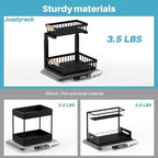 1 Packs 2 Tier Under Sink Organizers, Sliding Pull Out Cabinet Organizer Storage Shelf, Metal Drawer for Kitchen, Bathroom, Pantry Closet Organization Rack,Black