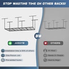 4X8FT Overhead Garage Storage Rack, 22"-48" Height Adjustable Garage Ceiling Storage Racks, Heavy Duty Metal Overhead Storage Organizer System, 600LBS Weight Capacity