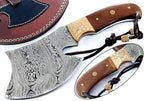 Damascus Steel Blade Axe Hatchet Tomahawk Hunting Knife Camping Hiking SM44