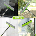 2-in-1 Window Squeegee with 30"-59" Stainless Steel Adjustable Handle - Glass Cleaner for Shower Doors, Car Windshield & High Outdoor Windows