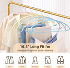 MOPALL Clothes Hanger 14 Pack, Sweater Hangers No Shoulder Bump, 16.5 inch Wide Heavy Duty Coat Hangers for Closet, Non Slip PVC-Coating Metal Hangers for Sweaters,Suits,Dresses,Jackets,Pants,Shirt