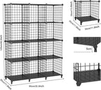 12-Cube Storage Organizer, Metal Wire Cube Shelving Unit, 11.8" L x 11.8" W x 11.8" H, Modular Grid Bookshelf for Closet, Bedroom, Office, Black ATTJL12B