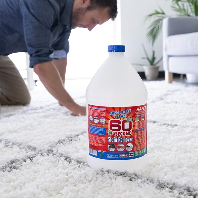 Amazing 60 Second Stain Remover - Commercial Strength - Powerful, Natural Enzymes Remove Food, Grease, Pet Stains & More - Non-Toxic/Eco Friendly - USA Made (128oz Bottle - Save 50%)