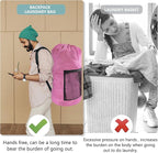 Laundry Bag Backpack,Olosar 2PCS Extra Large Travel Laundry Bag with Mesh Pocket & Adjustable Shoulder Straps,Dirty Clothes Travel Bag for College Students Dorm,Apartment(Pink)