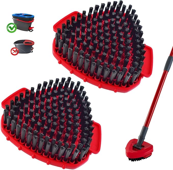 Scrubber Mop Head for Ocedar, Upgrade Scrub Brush for Ocedar, Spin Mop Scrub Brush Head for Ocedar RinseClean 2-Tank, More Bristles Scrub Brush Attachment for Bathroom, Deck, Kitchen Floor Cleaning
