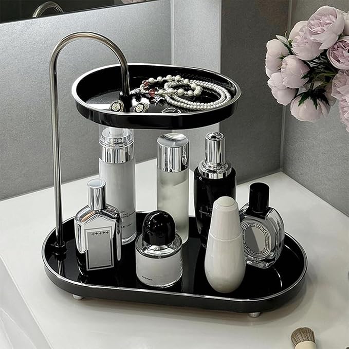 Bathroom Sink Vanity Trays, Skincare Storage Rack Small Countertop Perfume Organizer Lazy Susan Makeup Organizer