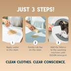 QLEAN Vegan Stain Remover Bar for Fabrics, Laundry Bar Soap for Clothes – Plant-Based, Travel-Friendly Stain Remover for Grease, Wine, Coffee, Grass & More – Non-Toxic & Safe for Delicates (1)