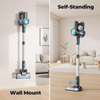 Cordless Vacuum Cleaner, Powerful Lightweight Stick Vacuum with Self-Standing, Anti-Tangle, 8-in-1 Rechargeable Vacuum Cleaners for Home, Hardwood Floors, Carpet, Pet Hair (Blue)