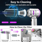 Car Vacuum,4-in-1 Mini Cordless Vacuum Cleaner with 3 Suction Modes&23000pa Suction,Portable Handheld Vacuum with LED Light,Multi-Nozzles&Brushless Motor&Air Dusters,TypeC for Car/Home/Pet/Office