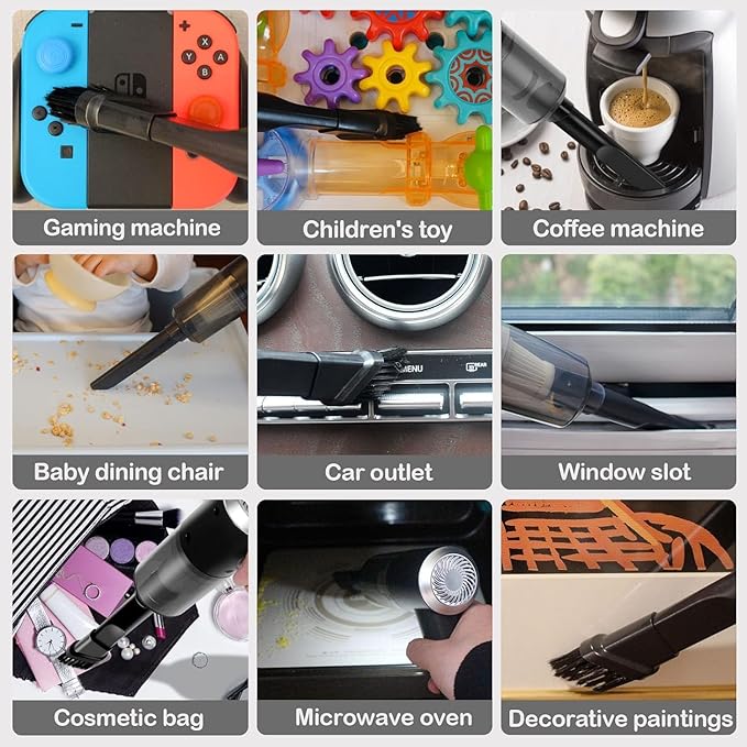 Mini Portable Vacuum Cleaner, Keyboard Wireless Handheld Vacuum with Brush Motor 4500PA High Power and TypeC, for Car,Office and Home Cleaning /V01/Black