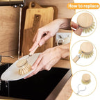 10Pcs Bamboo Dish Brush Set, Kitchen Brushes for Dishes, 7 Style Wooden Dish Brush with Ergonomic Handle, Value Bamboo Scrub Brushs Pack for Pots, Bottles and Vegetables