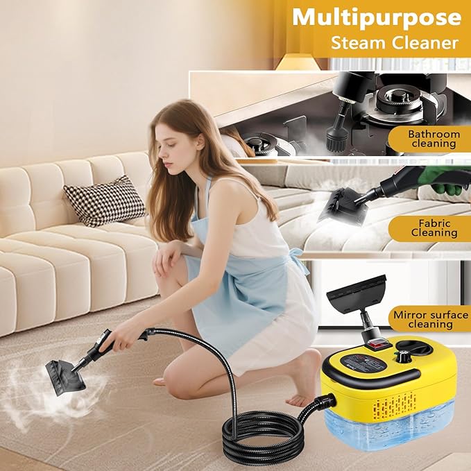 Handheld Steam Cleaner 1200ml High-Pressure with Large Tank for Floors, Cars, Upholstery & Grout Cleaning
