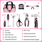WORKPRO 9-Piece Kids Real Hand Tool Set, Pink Junior Tool Kit with Storage Bag for Boys, Girls, Children DIY Building and Woodworking, Age 8+