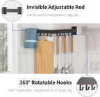 BESTHLS Wall Mounted Portable Clothes Drying Rack with Space Saver Clothes Hangers Design Universal for Balcony Mudroom Bedroom Kitchen Foldable Laundry Rack (2-Pole Black)