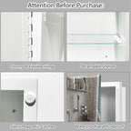 Bathroom Medicine Cabinet with 24x36 in Rectangular Beveled Frameless Mirror,Wall Mounted Mirror Cabinet for Bathroom Toilet Kitchen,Recess or Surface Mount