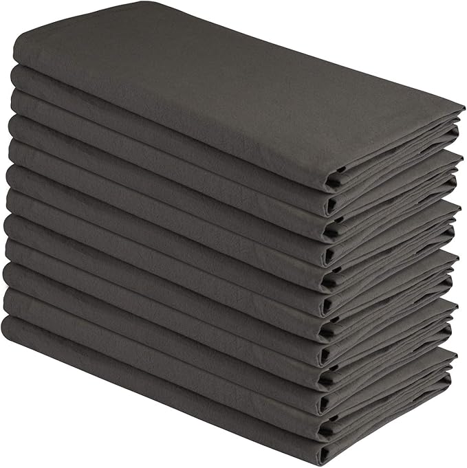 DG Collections 100% Cotton Flour Sack Towels – 12 Pack, 27x27 Inches, Grey, Lint-Free, Pre-Washed, Hemmed Edges – Reusable Kitchen Towels for Cleaning, Embroidery, Printing & Crafts - Grey