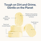 BLUELAND Multi-surface Cleaner, Starter Set, Fresh Lemon Scent, Spray Bottle with 4 Refill Tablets, All-Purpose, Eco-Friendly Cleaning Supplies, 4 x 24 Fl oz