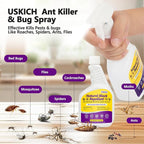 Ant Killer & Bug Spray - 16 oz-Natural Indoor & Outdoor Insect Repellent Spray for Spiders, Ants, Roaches,Cockroach -Fly and Insect Defense, Safe & Extra-Strong Formula,Pest Control