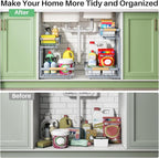 Pull out Cabinet Organizer, 1 Pack Under Sink Organizer, Slide out Metal Kitchen Cabinet Organizers Drawer Shelf, Sliding Storage Shelves for Kitchen Bathroom Pantry Closet Organization Rack(Grey)