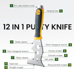 Voomey 12-In-1 Putty knife, Paint Scraper Tool, Stainless Steel Paint Scraper, 2 packs, Metal Scraper for Cleaning Paint Rollers, Hammers, Removing Wall Cracks