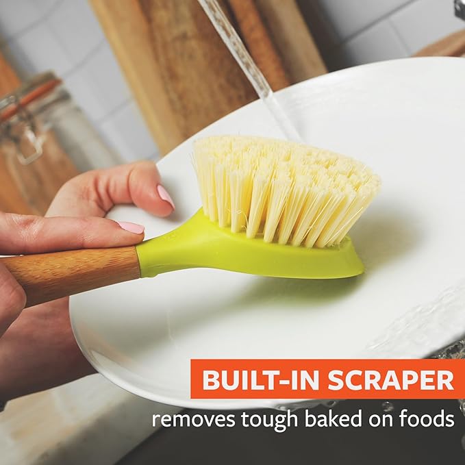 Full Circle Be Good Kitchen Dish Brush with Bamboo Handle, Single Brush, Green, FC10108