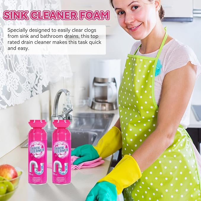 Foaming Drain Cleaner, Sink Cleaner and Deodorizer, Drain Clog Remover for Kitchen Sinks, Tubs, Shower Drains (3 Pcs)