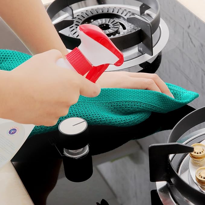 Homaxy 100% Cotton Waffle Weave Kitchen Dish Towels, Ultra Soft Absorbent Quick Drying Cleaning Towel, 13 x 28 Inches, 4-Pack, Teal