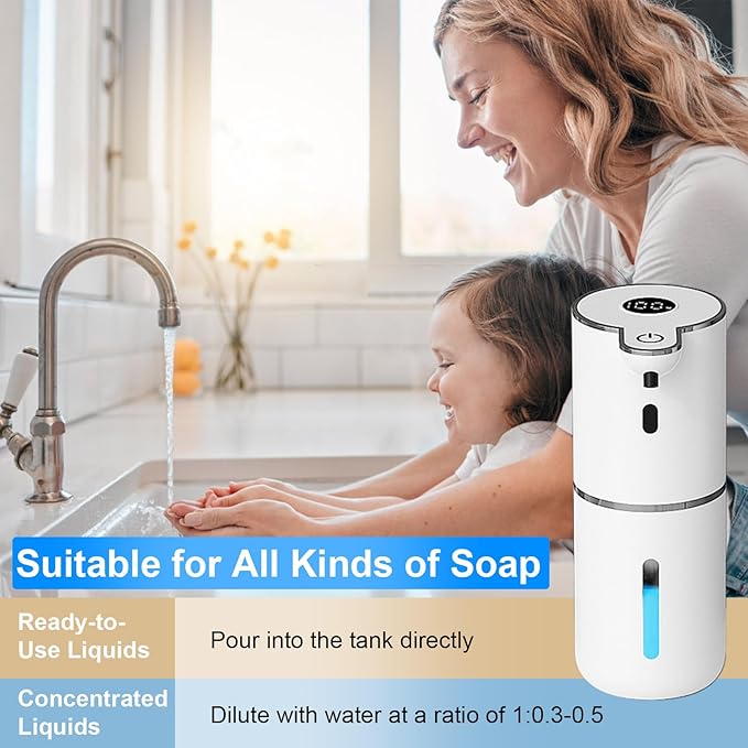 Automatic Liquid Soap Dispenser Touchless, USB Rechargeable Smart Hand Soap Dispenser, 6-Level Adjustable, 12.8oz/380mL Wall Mounted for Bathroom Kitchen Dish Soap
