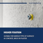 Ribbed Wall Anchors #4-#6 7/8-Inch with Screws 100-Pack, Yellow, Plastic Anchor for Drywall/Concrete, Pan Head Phillips Screw Included